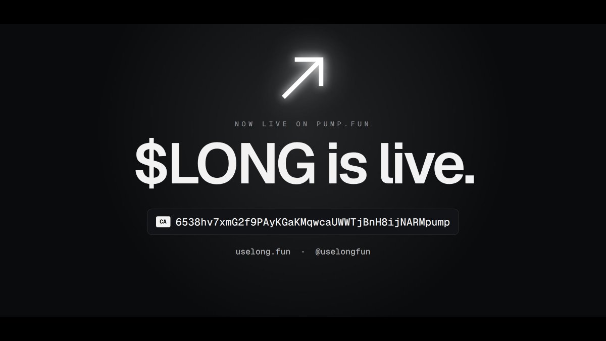 UseLongFun's tweet photo. $LONG is live.

every memecoin launched on long gets its own wallet. its fees build collateral for its own perp, buy the coin back and burn it, and burn $LONG.

a quarter of every fee from every coin on the platform buys $LONG and burns it.

CA: 6538hv7xmG2f9PAyKGaKMqwcaUWWTjBnH8ijNARMpump

https://t.co/JpQqhJOFNd