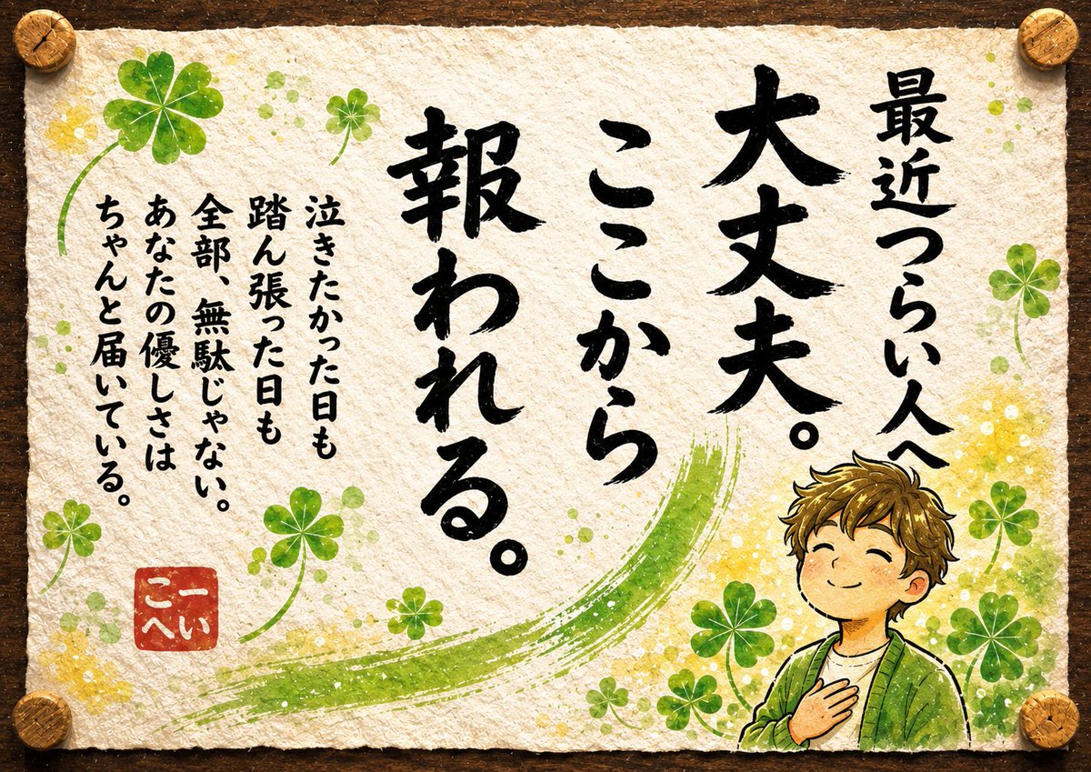 SUN082319's tweet photo. ちゃんと報われる。絶対大丈夫🍀 https://t.co/NTdw7d4Hh0