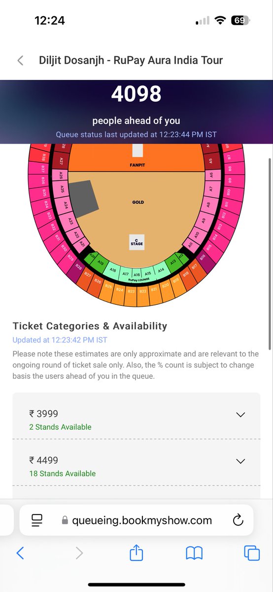 bhoot843's tweet photo. Changing the ticket price mid sale -should this not be illegal? @bookmyshow @diljitdosanjh https://t.co/QDk19INOm5