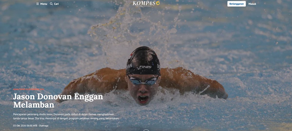 ainurohman's tweet photo. Pelatnas renang dibubarkan di tengah jalan pada April 2026 akibat efisiensi anggaran pemerintah.

Ini membuat Jason Donovan Yusuf harus berlatih di klubnya, Nautilus, yg terletak di GOR Grogol dgn kedalaman kolam hanya 1–1,6 meter. Kondisi ini sangat tidak ideal dan jauh dari standar Olimpiade yakni 3 meter.

Jason dan keluarganya bahkan harus merogoh kocek pribadi utk mempertahankan ritme latihan dan persiapan jelang Asian Games 2026. 

Usaha keras Jason ini membuat dia menjadi perenang terbaik tim Indonesia di Asian Games 2026. Jason, adalah satu2nya perenang Indonesia yg mampu menembus posisi enam besar Asia di babak final individu yakni 50 meter gaya punggung putra. 

Dari tujuh rekor nasional yg pecah di AG 2026, 4 di antaranya melibatkan Jason. 

Jason masih 19 tahun, berbakat besar, bermental tahan banting. Tetapi sayang dia ada di ekosistem yg tidak serius utk membantunya berprestasi lebih lebih hebat lagi. 

https://t.co/ZBoEQ0rnjj