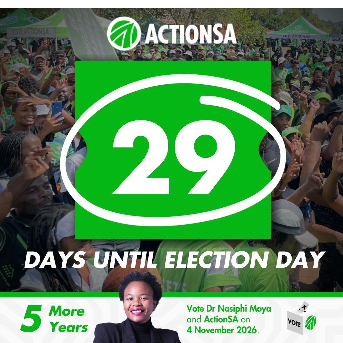 realStheSkosana's tweet photo. 29 Reasons to Vote ActionSA
#29DaystoElections
A record you can count. Dr Nasiphi Moya took Tshwane in October 2024. Here is what changed. #FiveMoreYears
She inherited four unfunded budgets in a row and more than R13 billion in debt, including R6.7 billion owed to Eskom. https://t.co/OOmqvtIiC3