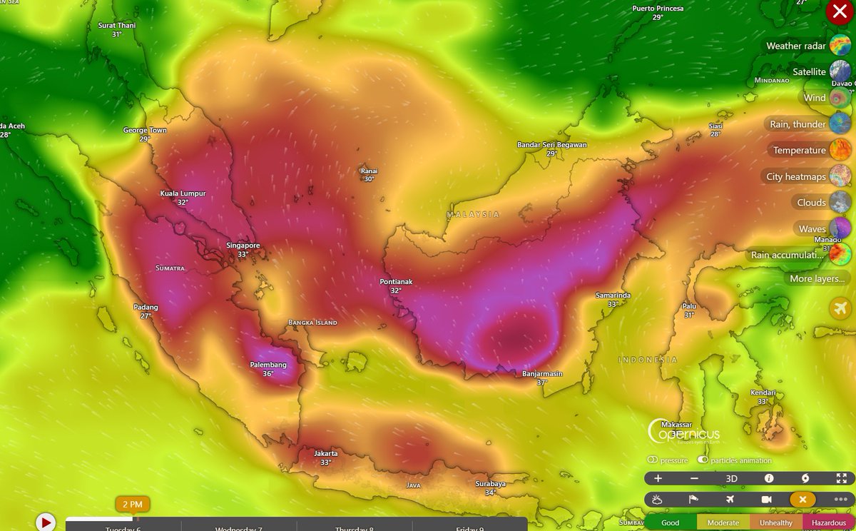 DrAmarMOH's tweet photo. Our poor air quality this afternoon ~3pm.
So tired of breathing this muck of toxic substances.
It has been weeks &amp; weeks.
Wonder what the long term cancer risk is, especially for children. https://t.co/3v2osPLIoR