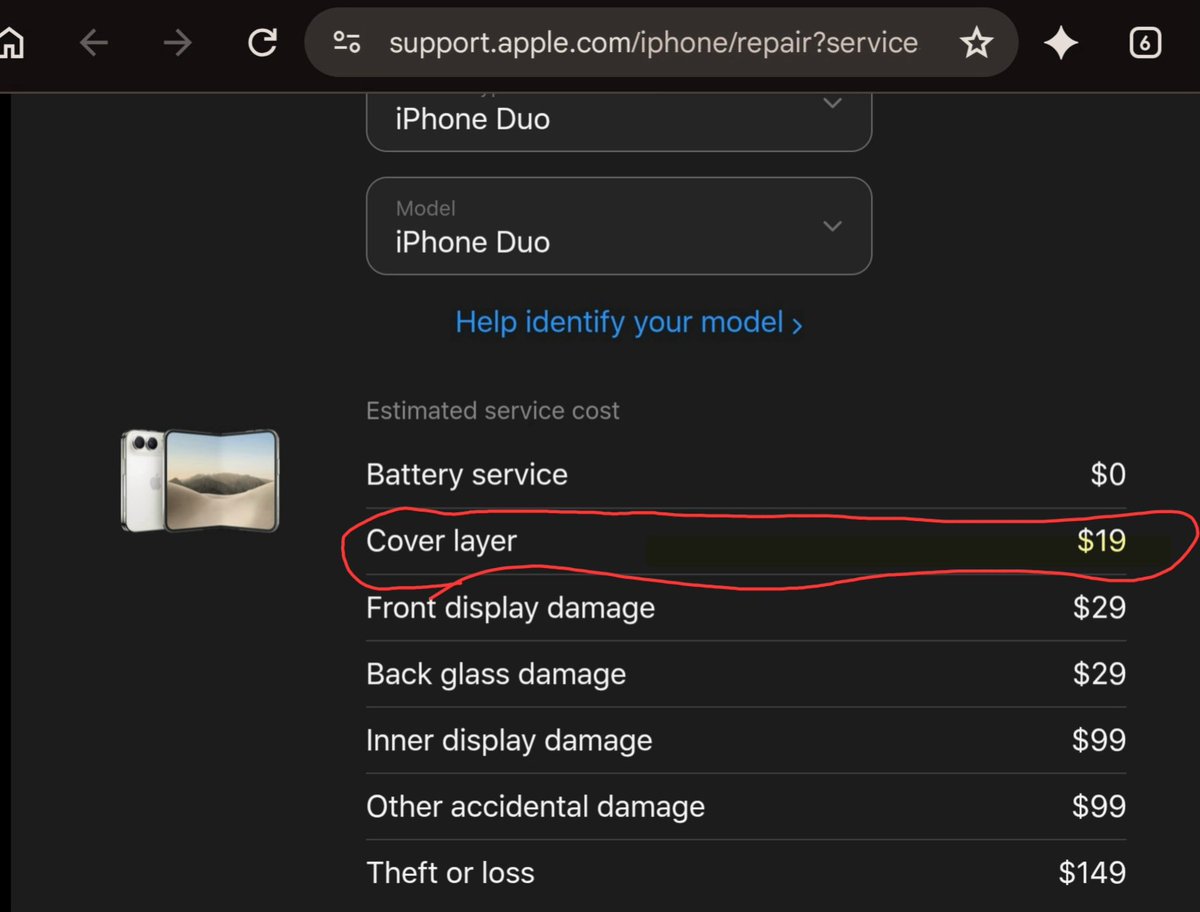 JLTechWord's tweet photo. Influencers are raving because #Apple will replace the pre-installed cover layer of #iPhoneDuo's folding display for $19. #calmdown(@flossycarter voice)😄

This is simply Apple price-matching @Samsung's $19 replacement cost for the pre-installed screen protector of its Folds. https://t.co/Gwxw7ClrJ8