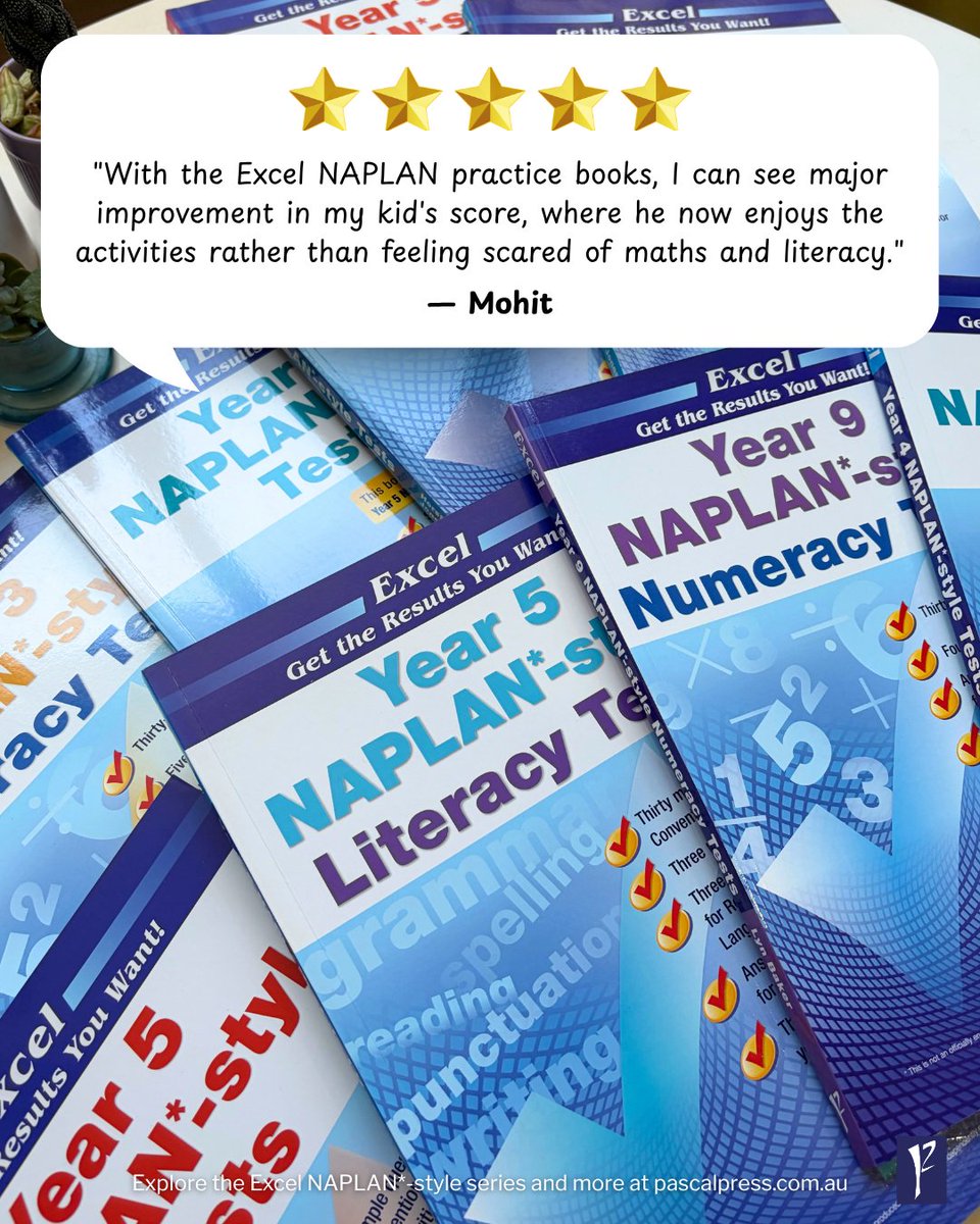 PressPascal's tweet photo. Nothing beats watching your child go from feeling anxious about a subject to actually enjoying it! 🌟
Thank you, Mohit, for trusting Excel to support your son's learning journey! 💪📘
#PascalPress #ExcelNAPLAN #NAPLANPrep #ParentingWin #AustralianFamilies #PrimarySchool https://t.co/kH8kpVHxsB