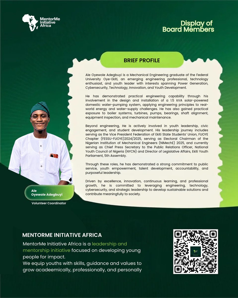 MMIAFRICA's tweet photo. MEET 𝐀𝐋𝐄 𝐎𝐘𝐄𝐖𝐎𝐋𝐄 𝐀𝐃𝐄𝐆𝐁𝐔𝐘𝐈
𝐕𝐎𝐋𝐔𝐍𝐓𝐄𝐄𝐑 𝐂𝐎𝐎𝐑𝐃𝐈𝐍𝐀𝐓𝐎𝐑

We are pleased to introduce 𝐀𝐥𝐞 𝐎𝐲𝐞𝐰𝐨𝐥𝐞 𝐀𝐝𝐞𝐠𝐛𝐮𝐲𝐢, who serves as our 𝐕𝐨𝐥𝐮𝐧𝐭𝐞𝐞𝐫 𝐂𝐨𝐨𝐫𝐝𝐢𝐧𝐚𝐭𝐨𝐫.

Mentoring Minds. Shaping Futures. https://t.co/w9Xy5bLBFH