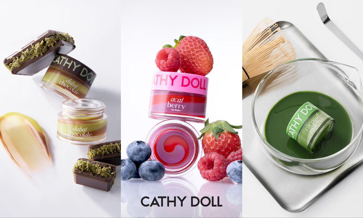 cathydolljapan's tweet photo. 唇に、とろけるご褒美。
“おいしそう”から始まる、リップケア。

キャシードールからドバイチョコ・アサイーベリー・ココナッツ抹茶の3つの香りが楽しめる「リップバーム」登場🍫🍓🍵

昼も夜も使える2way仕様で
ほんのり色づく新感覚リップケアです✨

10/23(金)12時EC先行発売開始🛍️ https://t.co/O2xJZVCVYt