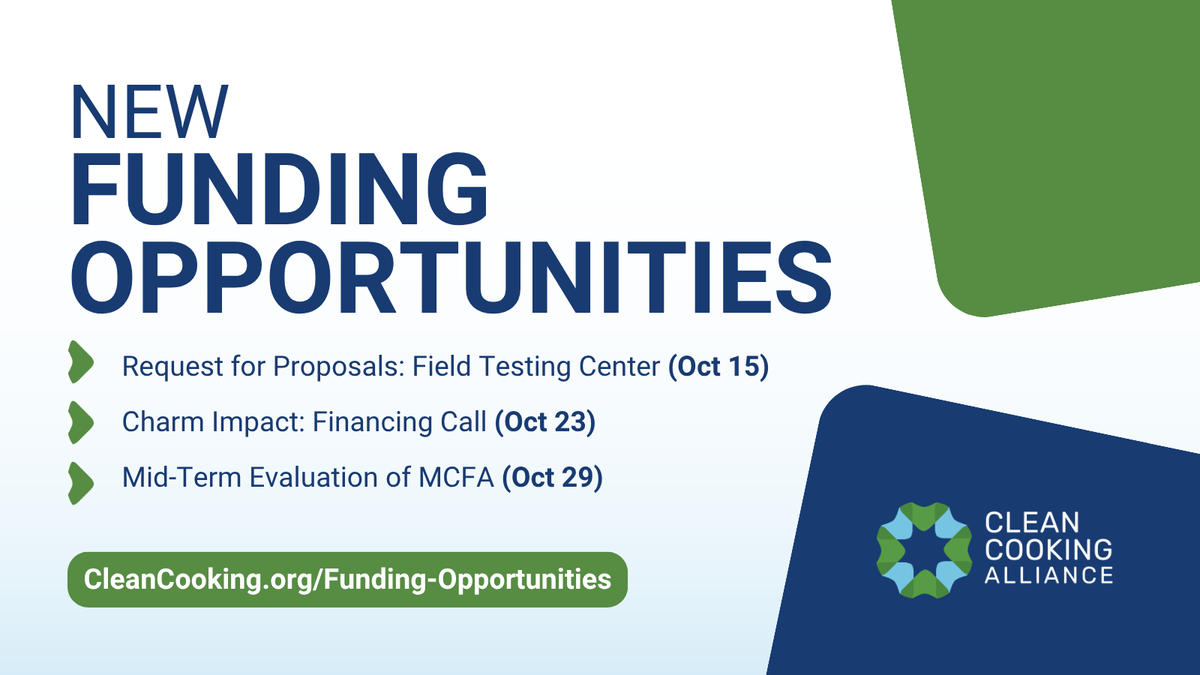 cleancooking's tweet photo. Looking for work and funding opportunities in clean cooking? There are some exciting options with October deadlines--don't wait to apply!

🔬 Aprovecho Research Center is requesting proposals to set up a regional field-testing and innovation station
📈 Charm Impact is offering growth capital for female-led and female-owned clean energy businesses
📝 Nefco is seeking experienced consultants to conduct a mid-term evaluation of the Modern Cooking Facility for Africa

🔗 https://t.co/1Maln2fLzr