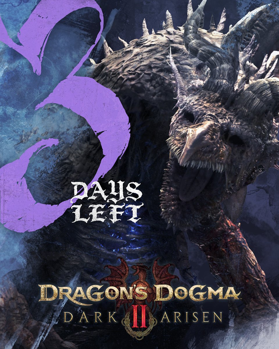 DragonsDogma's tweet photo. #DD2DA – Just 3 days to go until release!

The Forsaken Dominion – Another Tale of Ruin Unfolds in the Snowy North.

Prepare yourself and your party, Arisen, to set forth into this abandoned territory alongside the enigmatic Eir, and delve into the mysteries held by the Fallen Dragon, an abomination and mockery of the natural cycle.