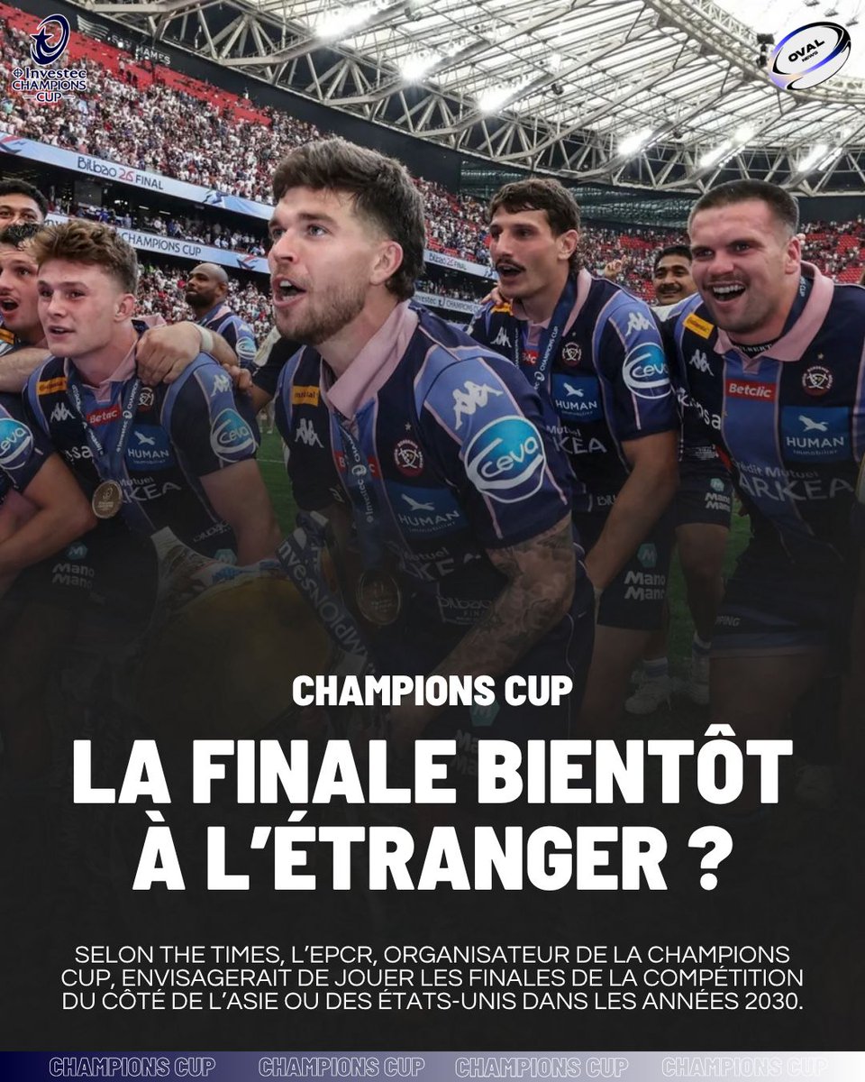 oval_news's tweet photo. Les finales de la Champions Cup hors de l'Europe ?
L'EPCR envisagerait en effet une délocalisation de la Champions ainsi que de la Challenge Cup dans quelques années.
#rugby #Top14 #epcr #championscup #ubb https://t.co/qwFi7gQwFM