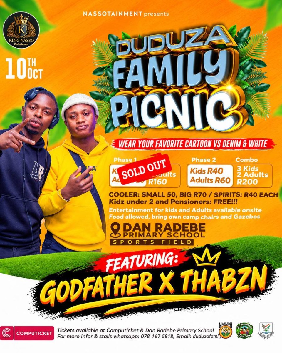 Computicket's tweet photo. 🧺☀️ BRAKPAN, ARE WE STILL ON?
It starts as a quiet afternoon on the grass… until someone requests one song. 😂🔥DUDUZA FAMILY PICNIC
🔗 https://t.co/s7f1H6OBtM
📍 Brakpan
🗓️ 10 Oct
💰 From R60
#DuduzaFamilyPicnic #Picnic #FamilyDay #Brakpan #Gauteng #PicnicSA #Computicket https://t.co/5NdIt8UAlQ