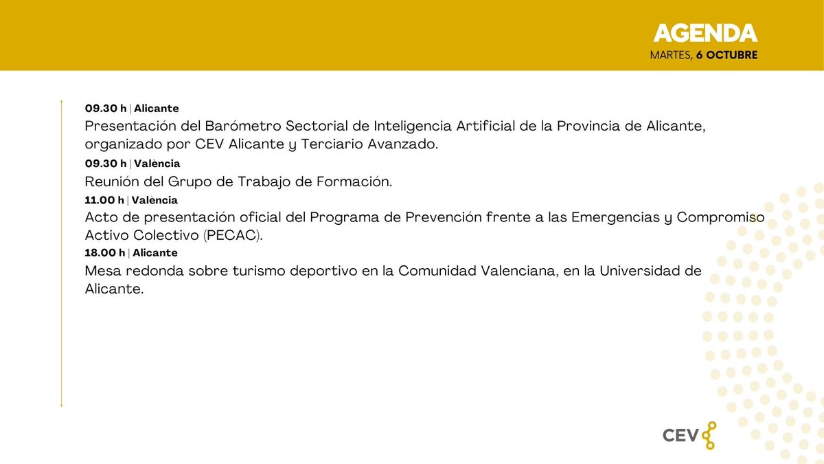 CEV_CV's tweet photo. 🗓️ ¡Buenos días! Agenda de la #CEV para hoy👇 https://t.co/u5TTjqhp0v