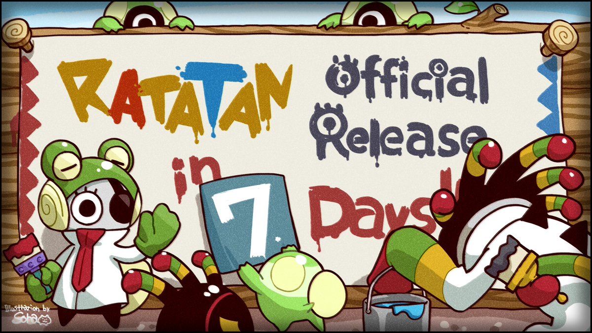 ratatan_game's tweet photo. 『ラタタン』正式リリースまで…あと7日！

本日のカウントダウンは、Soraさん（@Sora_m_ss）のケロロンパです🐸

ゲーム内のラタカルタのイラストは、すべてSoraさんが手掛けています！

さらに、ラタタンの楽しいTIPSイラストもたくさん描いていただいています✨ https://t.co/TYfxnJWY9B