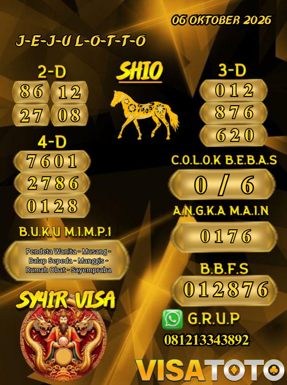 PrediksiVisa's tweet photo. PREDIKSI VISATOTO HARI INI 06 OKTOBER 2026
PASARAN : JEJU LOTTO
SALAM JACKPOT & TETAP UPS BOSSKU !! π₯°π₯°
#visatoto #AngkaMain #ColokBebas #Prediksijitu https://t.co/WYKbneue8X