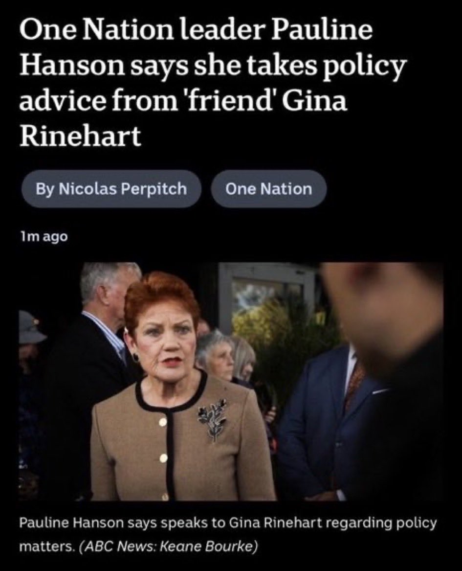 CaraMia200's tweet photo. #Auspol #OneNation bullshit scam has gone far enough.Eliminate the liability.#PutHansonLast

Reject Gina’s climate change denialism.Dont be derailed by their hate &amp; division distractions.
#RenewableEnergyWorks
&amp; #EnergyIndependence.

That’s what it’s really all about,#ON dummies. https://t.co/5PG1QoTrEb