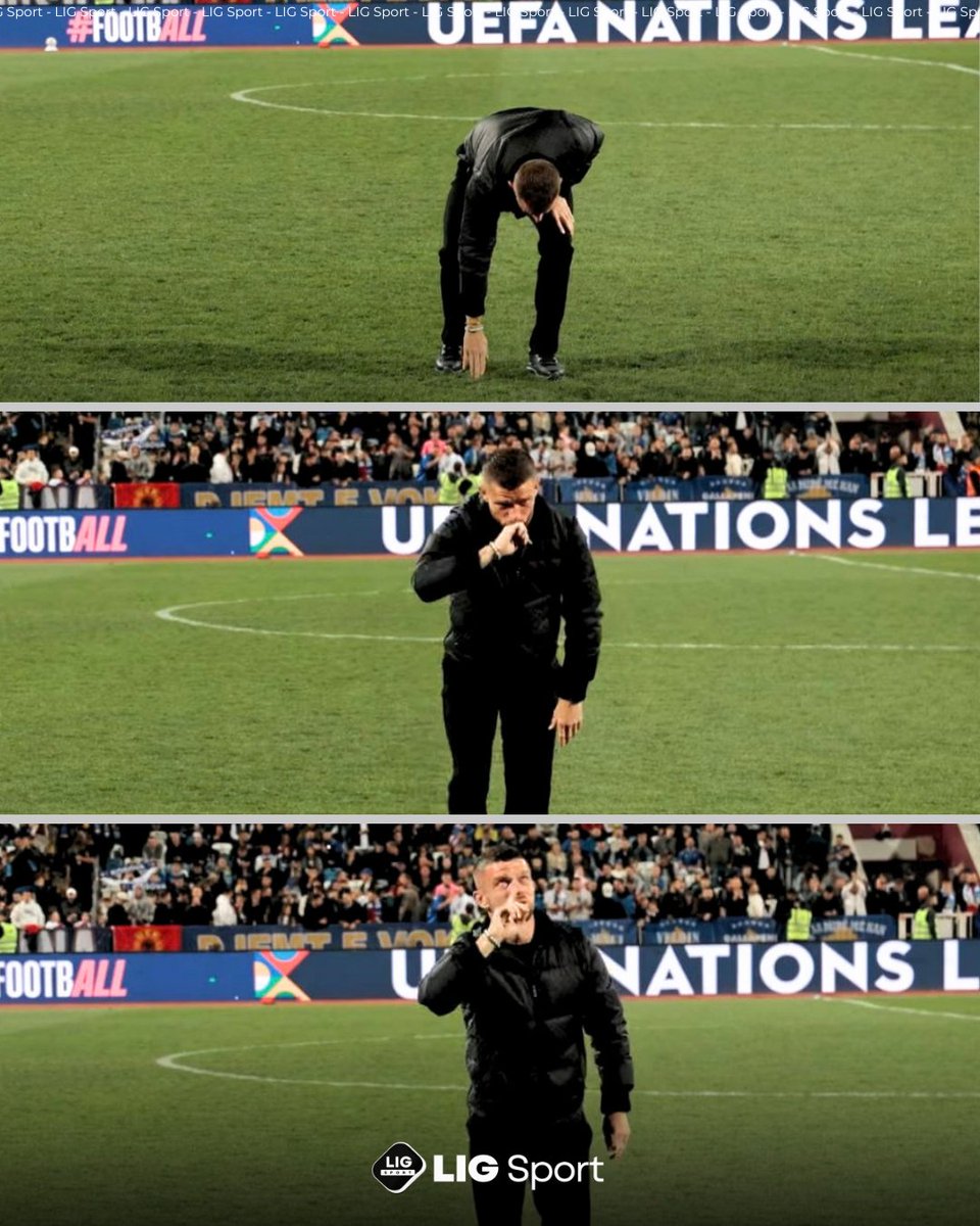 lig_sport's tweet photo. Gjesti i Valon Berishës para se të largohej nga fusha e stadiumit “Fadil Vokrri”. ❤

Mesfushori e preku barin dhe e puthi. 👇🙏

Berisha u largua me kokën lartë nga Kombëtarja, duke luajtur plotë 10 vjet. 🇽🇰👏

Ai e kishte lënë Norvegjinë për vendlindjen e prindërve të tij. ✨ https://t.co/2Hlho7v8tO