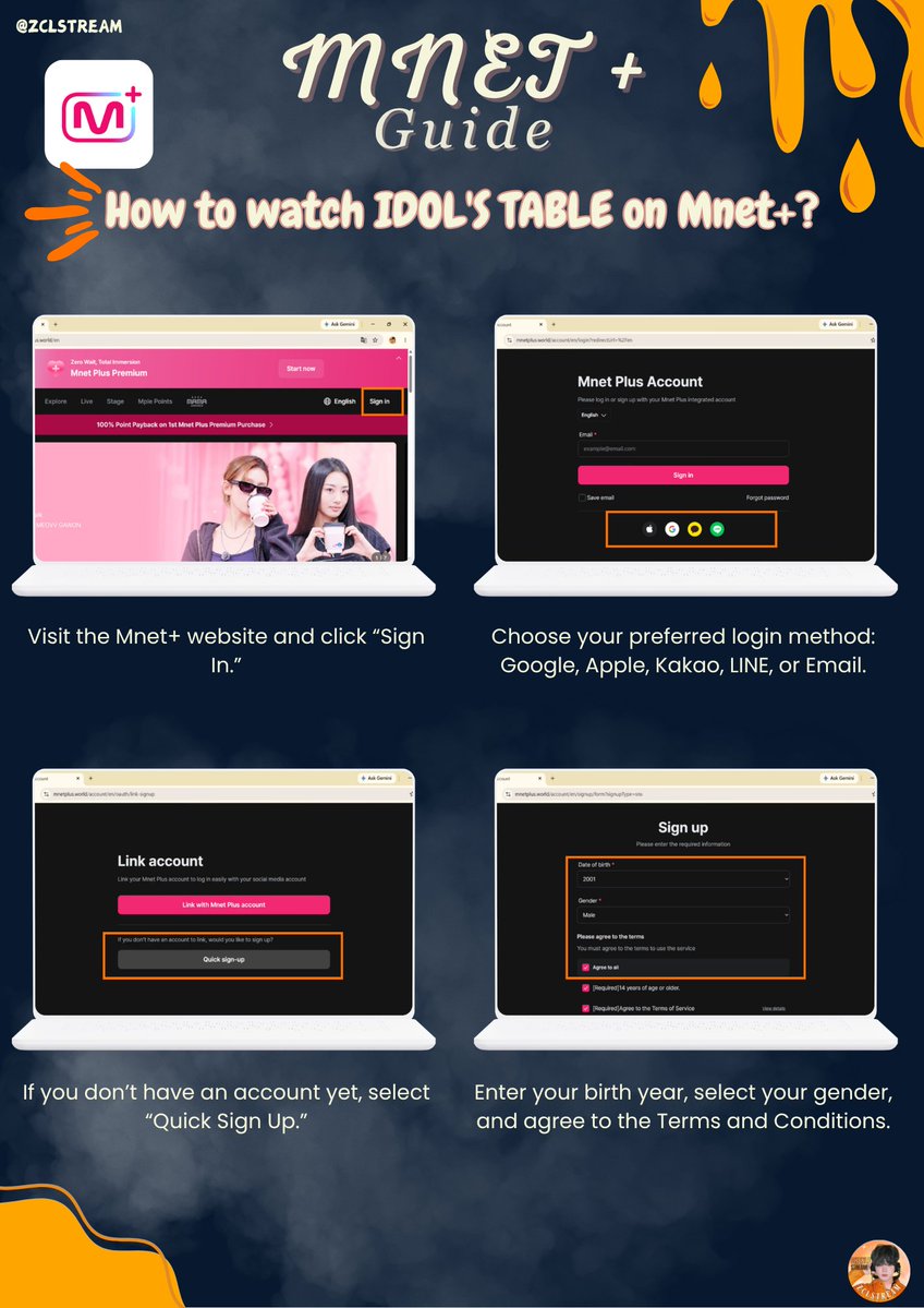 ZCLSTREAM's tweet photo. Hello lilsuns! 💙

Here’s a quick guide on how to watch #CHENLE on IDOL’S TABLE via Mnet Plus on your phone or laptop/PC 🦐🍲

#BeautifulTimeWithCHENLE
#ZCLSTREAMGUIDE 
#천러 #辰乐 #チョンロ https://t.co/2UjUUxNHnn