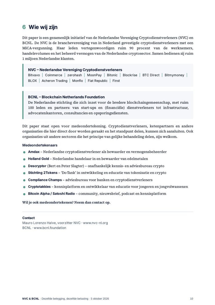 NVC_crypto's tweet photo. Dezelfde belegging, dezelfde belasting! 🇳🇱

Het kabinet wil box 3 per 2028 belasten op werkelijk rendement, maar crypto pas in 2030. Wij vinden: crypto kan en moet direct mee!

Lees ons paper hier: https://t.co/cDh1ckpQu6

Deel, reageer en tag belanghebbenden.
#box3 #crypto https://t.co/Q7TKPDTgKa
