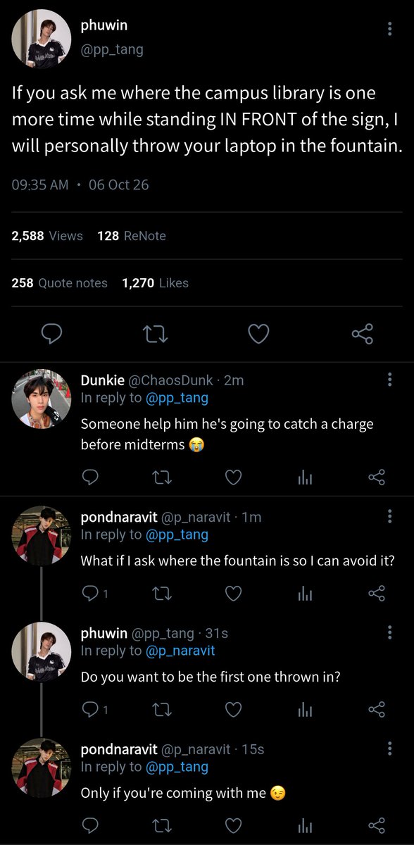 Nuraish200612's tweet photo. A #pondphuwin au ...where Phuwin is the most untouchable, sharp-tongued boy on campus, and Pond is the unbothered guy who casually tames him one tweet, one matcha, and one late-night DM at a time.
1 https://t.co/uFf550BxwK