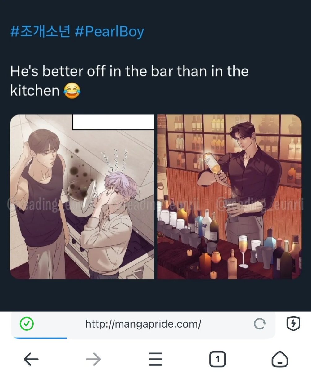 reading_euojk5's tweet photo. Bartender Dooshik is top tier 🫦

#조개소년 #PearlBoy
#레진코믹스 #mangapride https://t.co/c1BX6lEoR7
