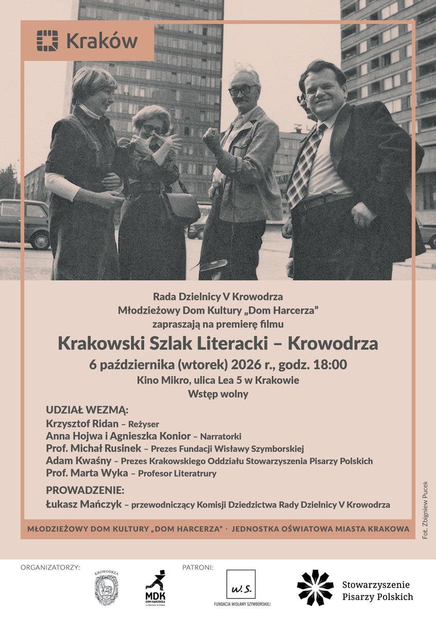 krakow_pl's tweet photo. #Krakow #Krowodrza #KrakowskiSzlakFilmowy #PremieraFilmu #KinoMikro
Dziś o godz. 18.00 w kinie Mikro (ul. Lea 5) rozpocznie się premiera filmu „Krakowski Szlak Filmowy - Krowodrza”. Wstęp wolny. https://t.co/Al6FKLRpji