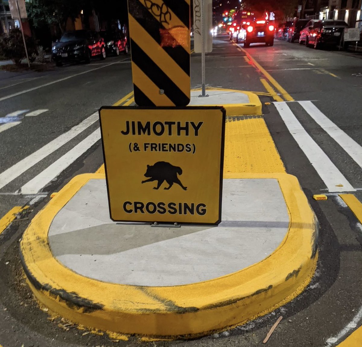 Jimothyworld's tweet photo. for safety reasons, we need more jimothy crossing signs installed in every state. immediately. https://t.co/OJ4LjT2hvu