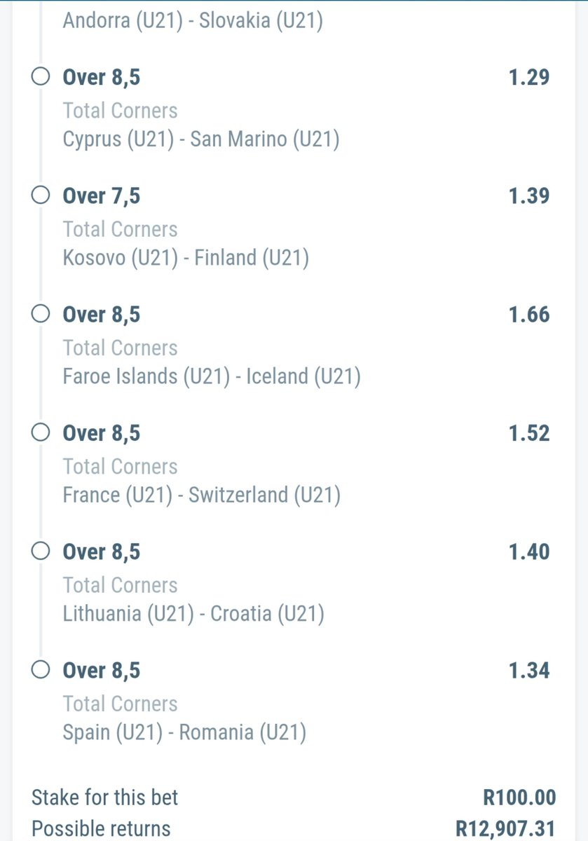 Active1Bets's tweet photo. Euros Under 21 Corner Overs
 https://t.co/luEvB4SNtW

#SportingBet https://t.co/nnfmooqoKy