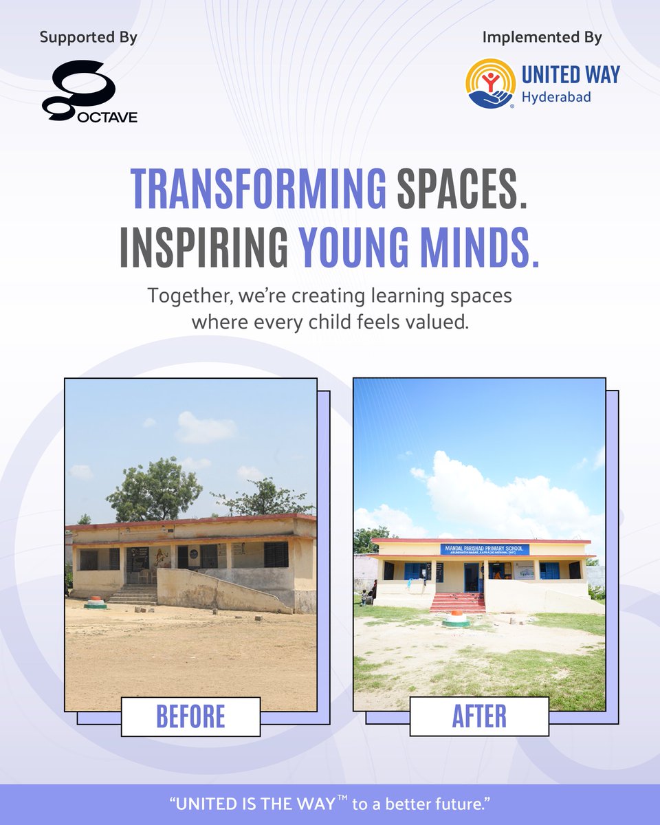 unitedwayhyd's tweet photo. 🏡✨A brighter learning space for children at MPPS Arundati Nagar School near Jawaharnagar!

Under the Shiksha Saathi Education Program, @unitedwayhyd , with #Octave, transformed the school through infrastructure improvements, creative artwork, play area materials
#ShikshaSaathi https://t.co/tbPHaFCGSc