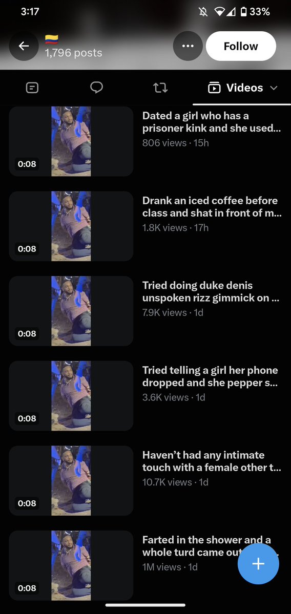 meowsclesbest's tweet photo. how boring do you have to be to use the same video over and over, like how can someone be so uninteresting that they try to get "internet popular" by posting the same video multiple times. Just be original? https://t.co/AepzX9xXuR