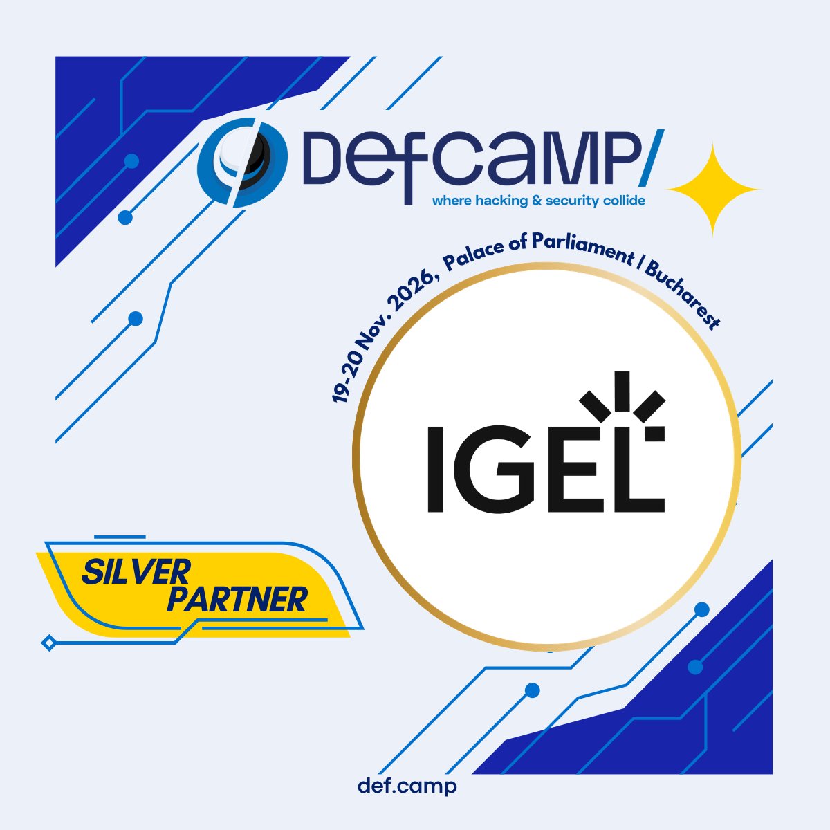 DefCampRO's tweet photo. 🤝 Meet the forces driving #DefCamp 2026: let’s give a big, warm welcome to @IGEL_Technology as our #SilverPartner and the freshest addition to our #infosec #community! https://t.co/dzfQRVjW3A