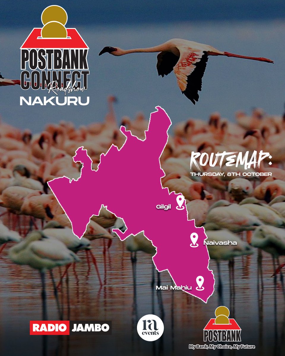 RadioJamboKenya's tweet photo. Coastal Region last week ilikuwa hatari na @Postbank1 . 

Wiki hii tuko Nakuru na itakuwa zaidi ya hatari.

Mzee wa kazi @toldoqurya ndiye kadere wetu kila kona tutapiga. Uko ready wewe?

#PostBankConnect #SAYE #SaveAsYouEarn #KituoChaWakenya https://t.co/KVfaDnLOq3