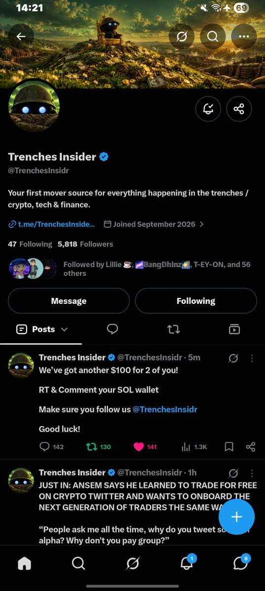gimixck's tweet photo. @TrenchesInsidr locked and loaded

5WvovGj7jsTCq4ziJWRs89cDGLWT8cq4zaW6daitBXhP https://t.co/FOZRhu64yL