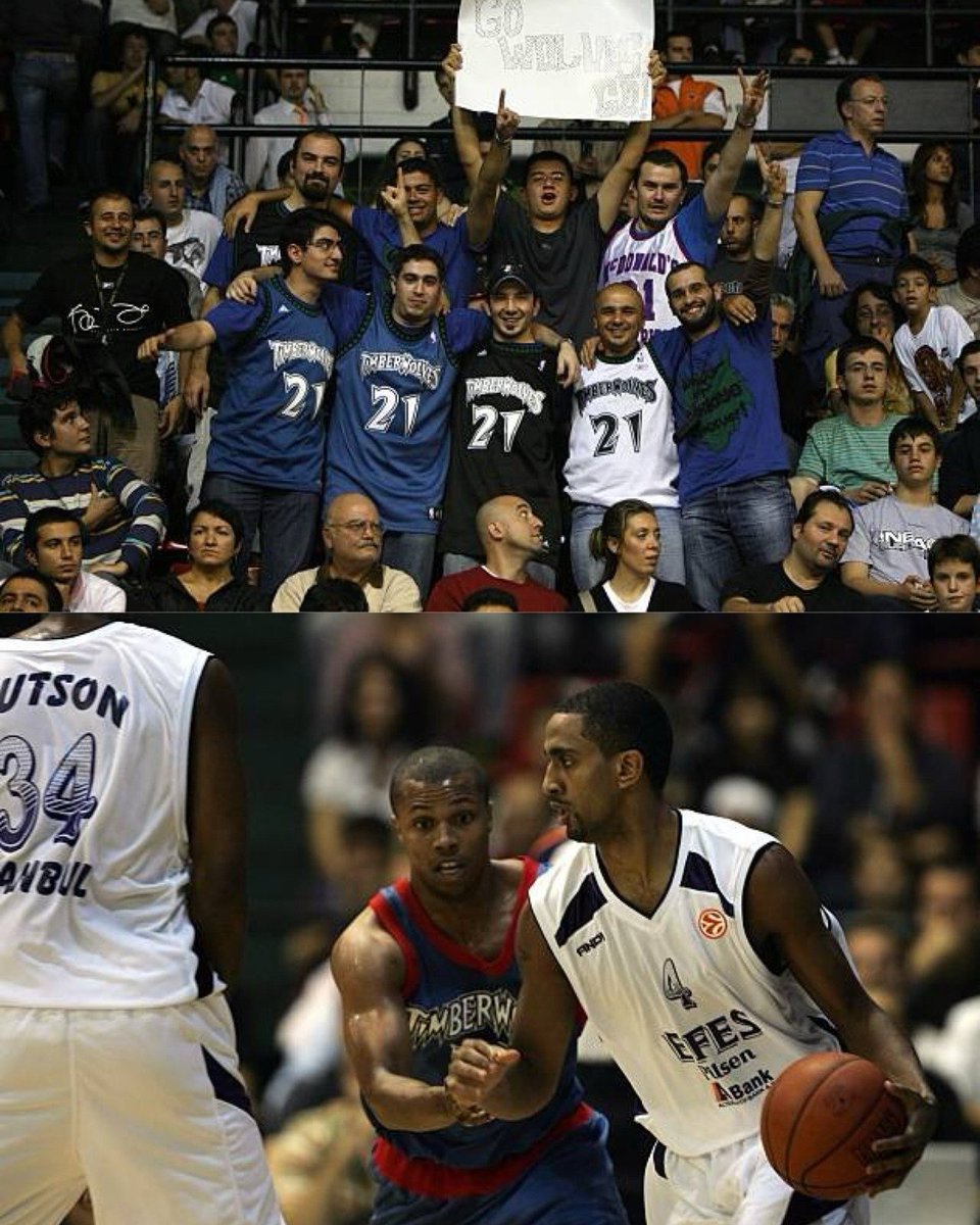 GGunlerden's tweet photo. 19 yıl önce bugün; Efes Pilsen, NBA Europe Live Tour kapsamında Minnesota Timberwolves’ı ağırladı ve Türkiye’de bir NBA takımıyla karşılaşan ilk Türk takımı olarak tarihe geçti.

Recep Ankaralı ise bir NBA takımının maçını yöneten ilk Türk hakem oldu.

Drew Nicholas 24 sayıyla gecenin yıldızı olurken, Andre Hutson 15 sayı ve 18 ribaundla pota altında devleşti. Ender Arslan 10 sayı üretti.

Minnesota’da Gomes 12 sayı, 13 ribaund; Jefferson 11 sayı, 17 ribaundla öne çıktı. Ricky Davis 12, Foye ve Gerald Green ise 10’ar sayı kaydetti.

Efes, tarihi gecede NBA ekibine son ana kadar direndi: 81-84.