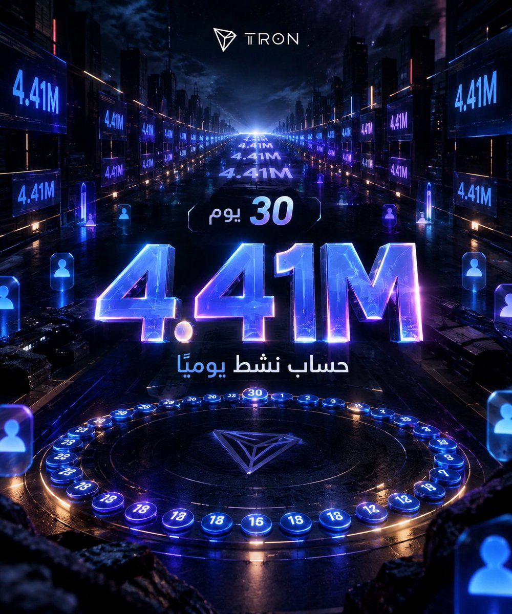 15x5l's tweet photo. 🎬 30 يوم والرقم ما وقف

4.41 مليون حساب نشط يوميًا على TRON خلال آخر 30 يومًا

 رقم يعكس حجم النشاط المستمر على الشبكة يومًا بعد يوم

#TRON
#TGF
#TRONGlobalFriends https://t.co/S1nfPLYudM