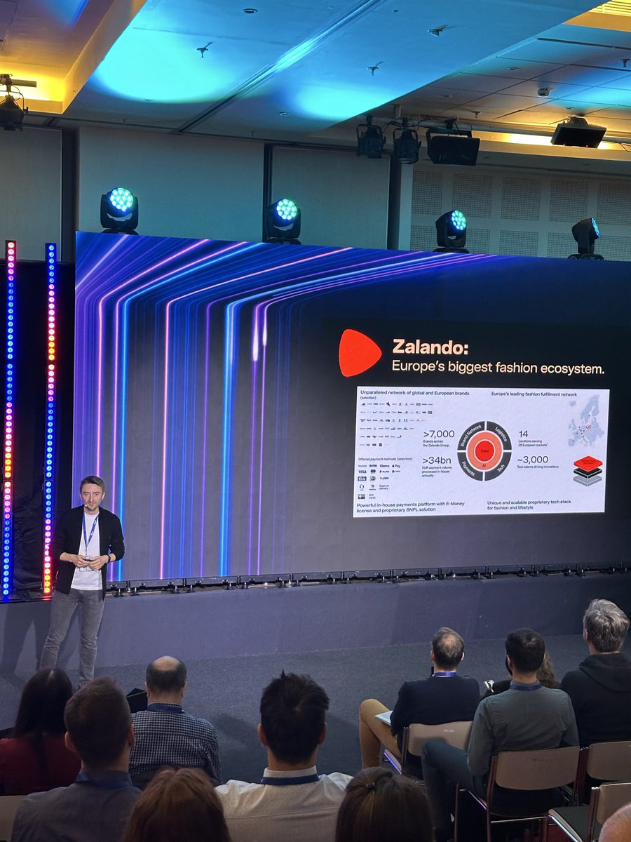 bigdataweek's tweet photo. 🔵 Eugene Klyuchnikov explains how @Zalando moved ~100 teams and dozens of pipelines to a new stack in three months, using AI-driven automation and flexible adoption paths. The case reports 52% lower compute costs. #bigdataweek #bdw2026 #bdwbucharest https://t.co/3N3i18XYt2