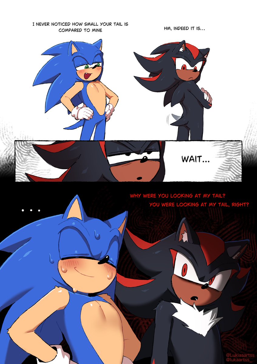 Lukiaaartss's tweet photo. Ever since I noticed that Shadow's tail is smaller than Sonic's in the Fortnite models, I've had to make that my new headcanon

#sonadow https://t.co/KcyNe0HJP5