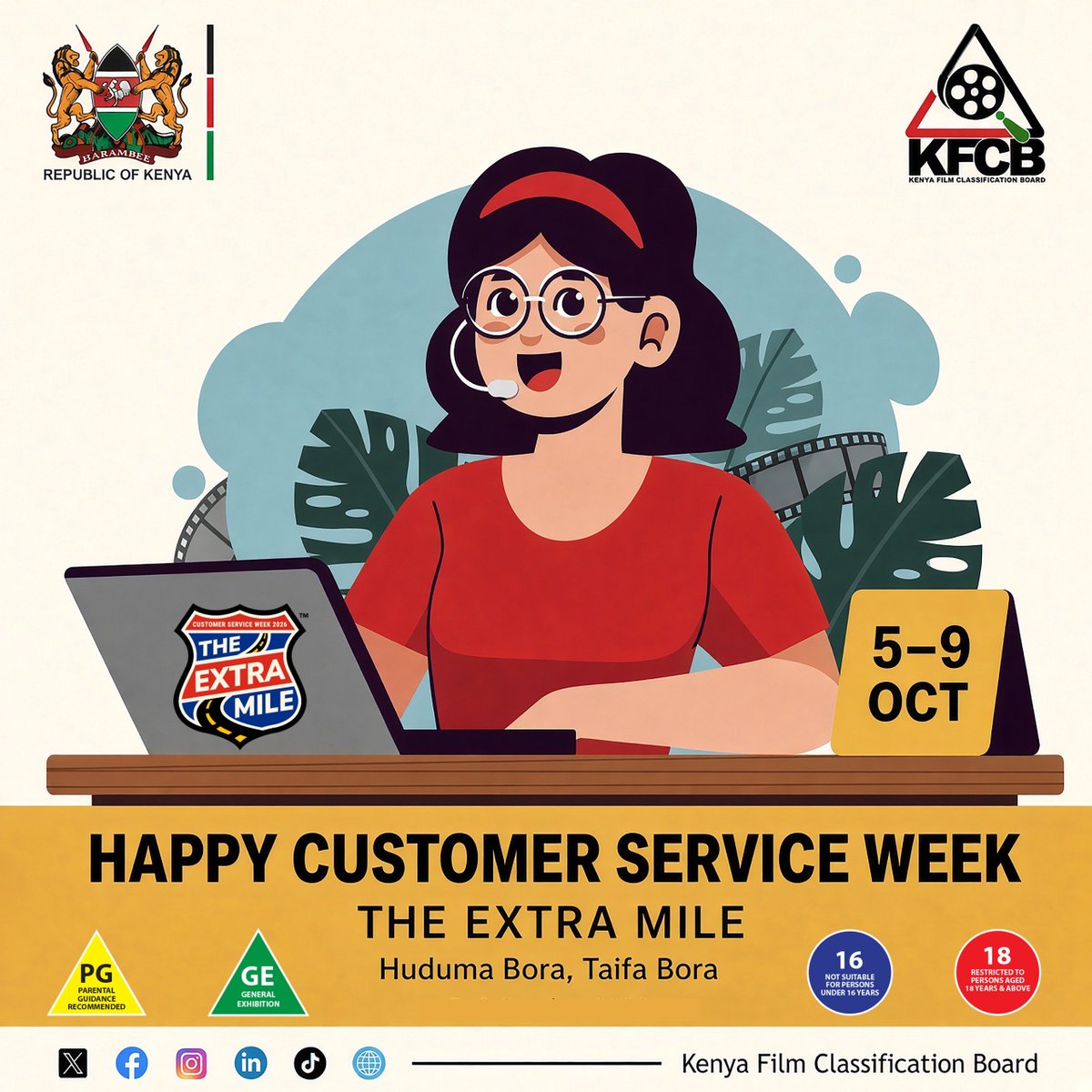 InfoKfcb's tweet photo. Happy Customer Service Week! 🎉 Our clients and stakeholders are at the heart of everything we do. This week, under the theme “The Extra Mile,” we reaffirm our commitment to going beyond expectations, listening with purpose and serving with excellence. https://t.co/fRGxCiVvQ0