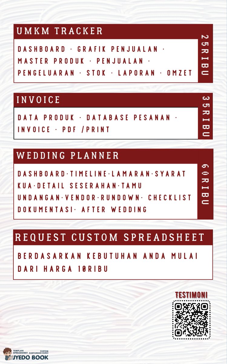 ajayyedobook's tweet photo. ak open ya guys🙌🏻
#zonauang #zonauangㅤ #bealanjaㅤ #jokiexcel #keuangan #budget #googlesheet #jokitugaskuliah #jokitugasmurah #joki #jokikuliah #freelance https://t.co/KJWy0eOb7E
