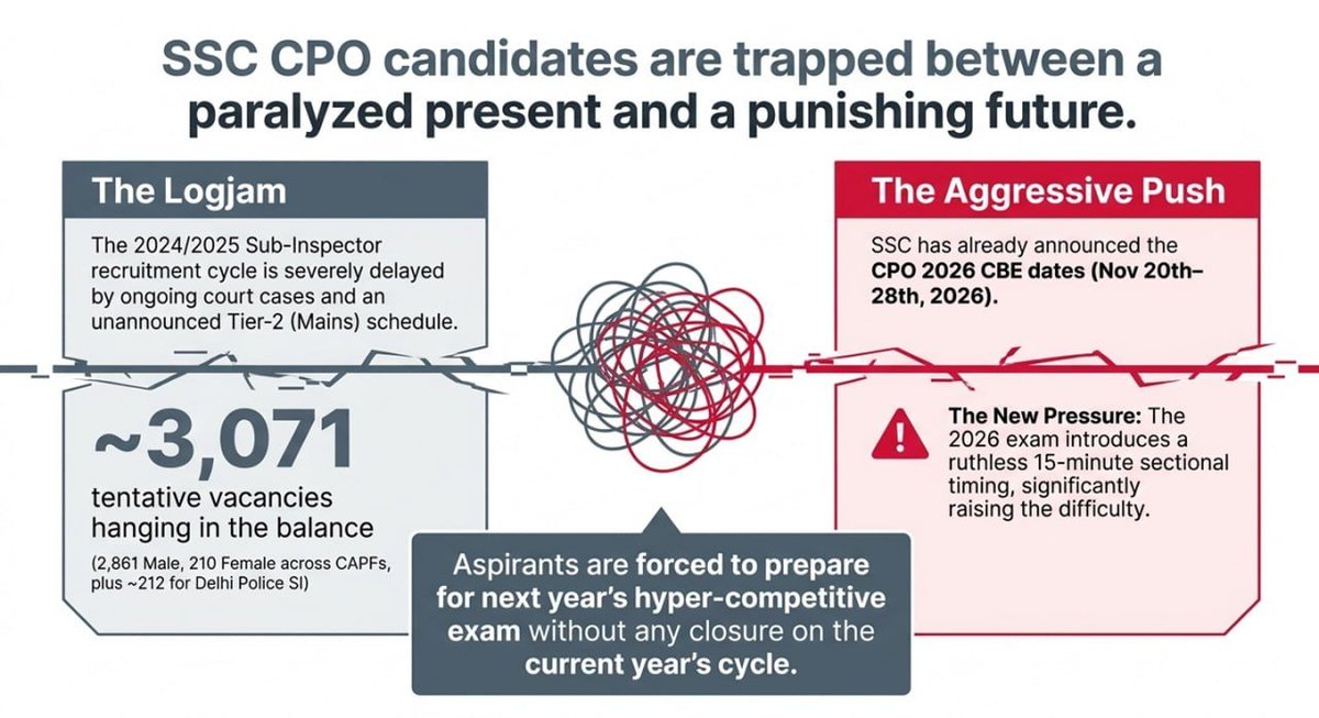 cg_tactical's tweet photo. From UPSC CAPF 2024 force allocation to CPO 2024’s 2-year delay, OGAS/NFFU issues to today’s CAPF SI recruitment—everything reflects systemic delays. Suicides  rising, promotions stagnated, and candidates wait years to join.
#conductcpomains2025 #justiceforcpo2025 https://t.co/EGLhffcHC7