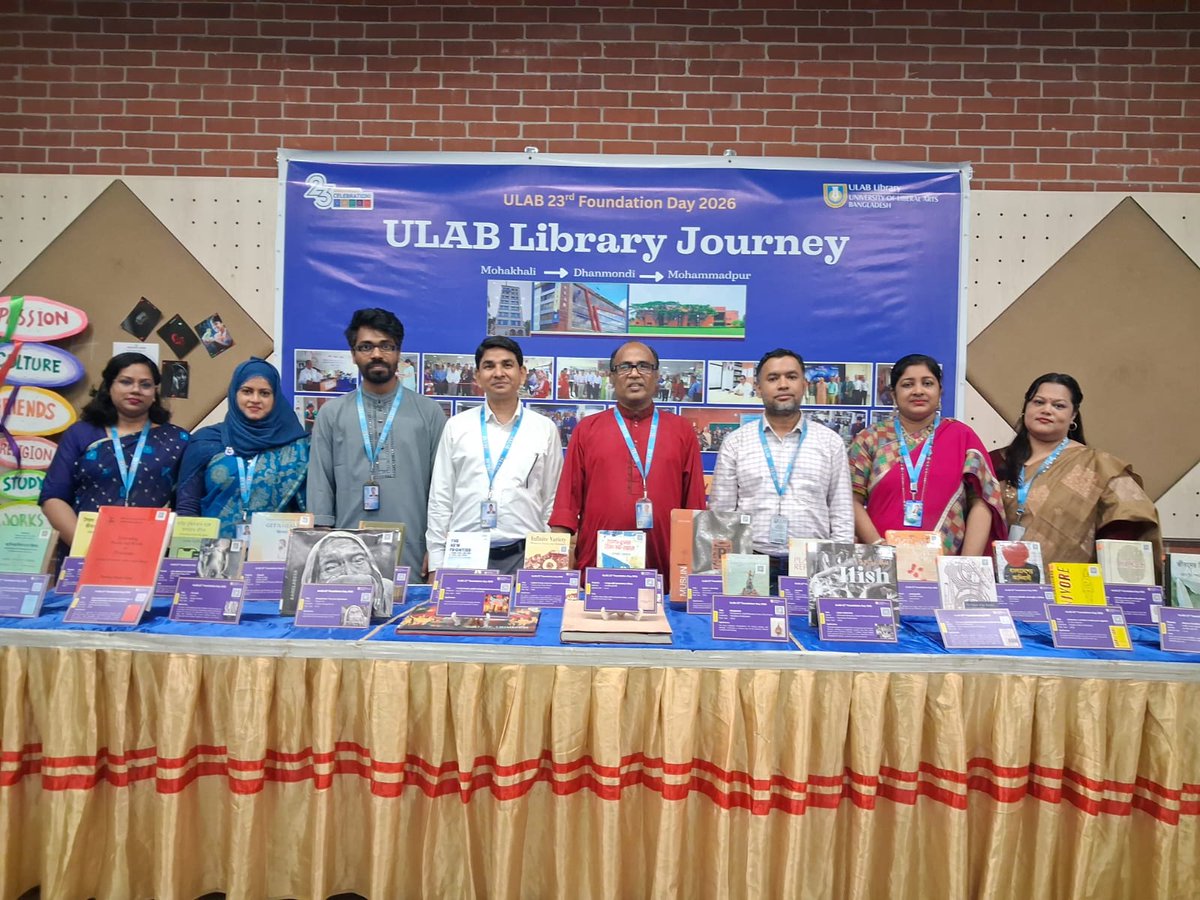 LibraryULAB's tweet photo. It is ULAB Library’s Journey exhibition. It was organized as a part of the celebration of ULAB 23rd Foundation Day 2026 that was held on 4 October 2026 and the journey showed the development of ULAB Library from Mohakhali to Dhanmondi and Mohammadpur. https://t.co/SxWxNoY1af