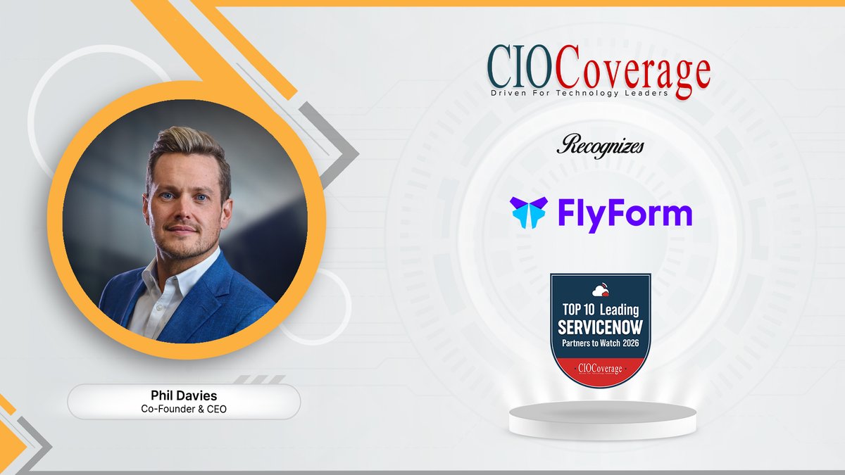 CioCoverage's tweet photo. We’re proud to feature FlyForm and Phil Davies, Co-Founder & CEO in our latest cover story, Top 10 Leading ServiceNow Partners to Watch 2026
Read here: https://t.co/LGSB4wLdn3
#ciocoverage #NewEdition #ServiceNow #ServiceNowPartners #TechCompanies #Innovation #TechLeaders https://t.co/OQqaEATOjK