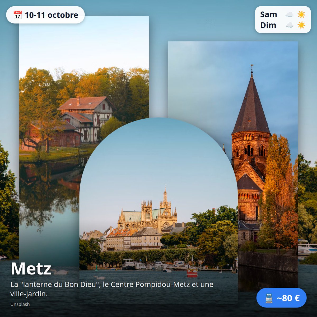 QuelWeekend's tweet photo. @letreportmers 5⃣ Metz — 🚆 ~80 € A/R
La "lanterne du Bon Dieu", le Centre Pompidou-Metz et une ville-jardin. https://t.co/ATDKeCe0hT
