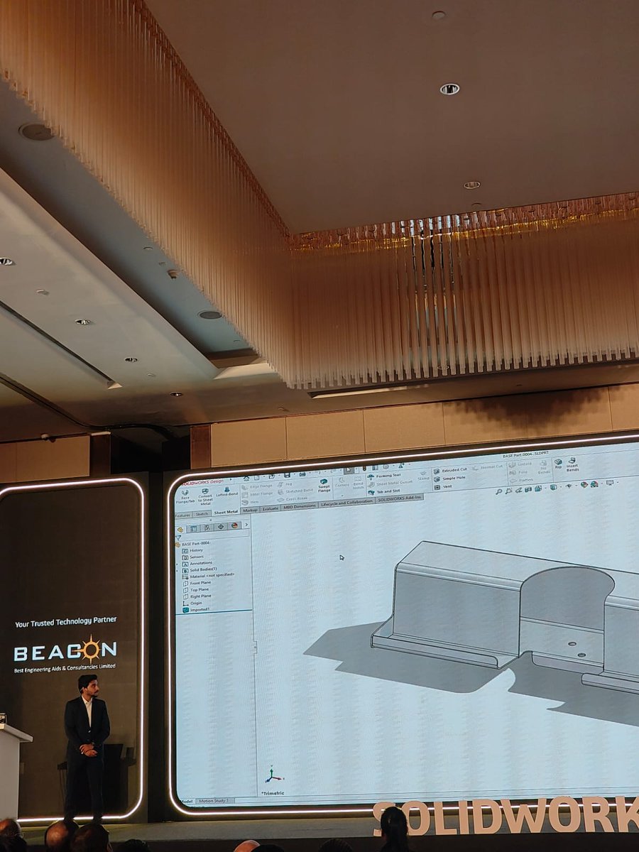 BEACONIndia_3D's tweet photo. Whatβs new in SOLIDWORKS 2027? Pramod N, Team Lead β Pre Sales at BEACON, takes the stage with a live look at smarter tools, enhanced capabilities & faster workflows for modern engineering.
@SOLIDWORKS @Dassault3DS
#SOLIDWORKS2027 #SWID2026 #BEACONIndia #DassaultSystemes https://t.co/nCwFlFOkGm