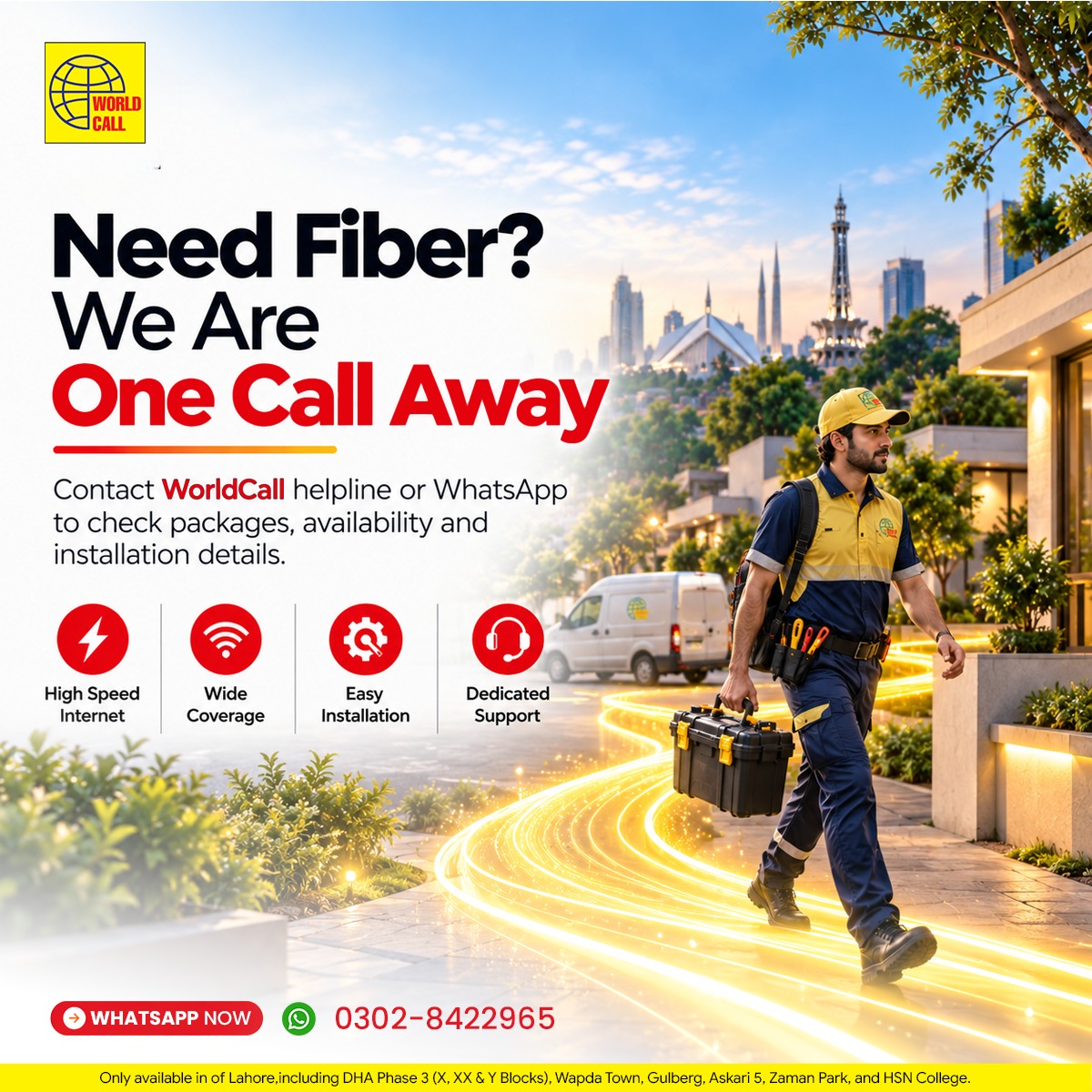 WorldCallTel's tweet photo. Need fiber? We’re one call away! ⚡

Get high-speed internet, easy installation and dedicated support from WorldCall / Switch Fiber.

WhatsApp Now: 0302-8422965 

#WorldCall #SwitchFiber #FiberInternet https://t.co/pjHzdYxGw3