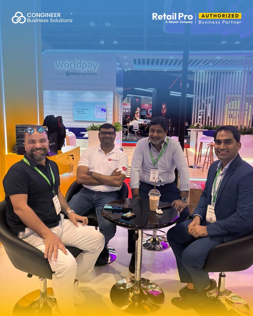 congineerbs's tweet photo. Great conversations. Stronger partnerships. Smarter retail. 🤝

At #SeamlessDubai 2026, Congineer connected with the #RetailPro team and partners to exchange insights and explore what’s next for retail. https://t.co/ZOBkHqQZrS