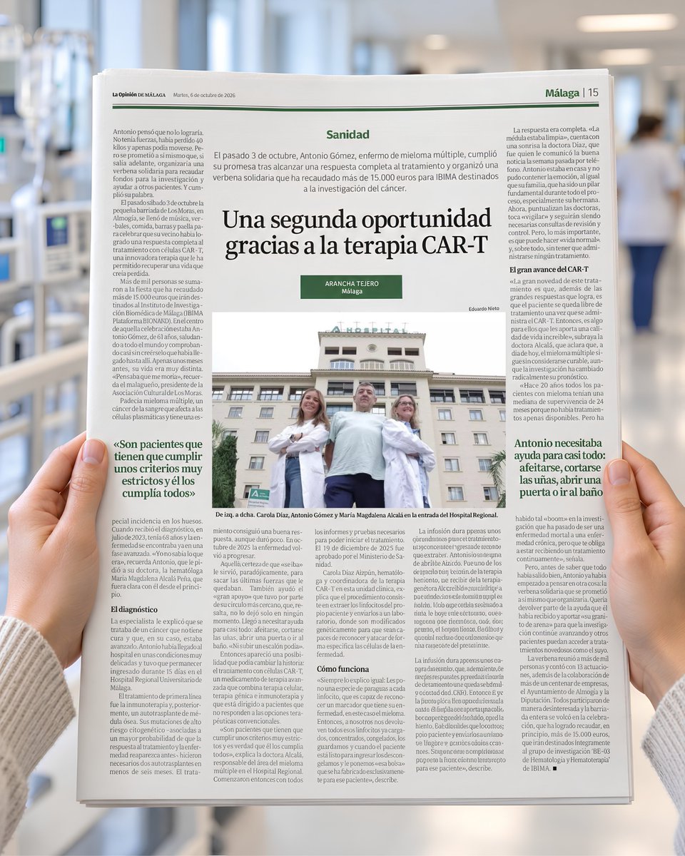 _ibima's tweet photo. De pionero en recibir la terapia #CART a movilizar a #Almogía por la #ciencia. ❤️🔬

La historia de Antonio refleja cómo la comunidad impulsa a la #investigación en #IBIMA.

¡Gracias a @opiniondemalaga y Arancha Tejero por visibilizar nuestra labor! 🙏

👇 https://t.co/e5PSsNMnH6 https://t.co/AF0BYR3LgU