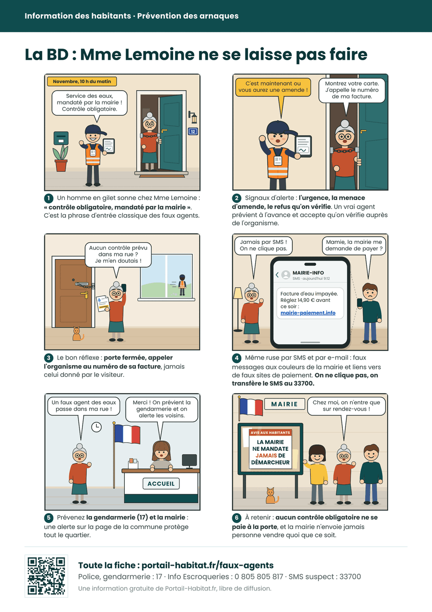 com_planchez's tweet photo. Des faux agents se présentent chez vous ? Ne payez rien à la porte et vérifiez toujours auprès de la mairie ou de votre facture. En cas de doute, contactez la gendarmerie. Protégeons-nous contre les arnaques ! https://t.co/3JNlpuRNNY