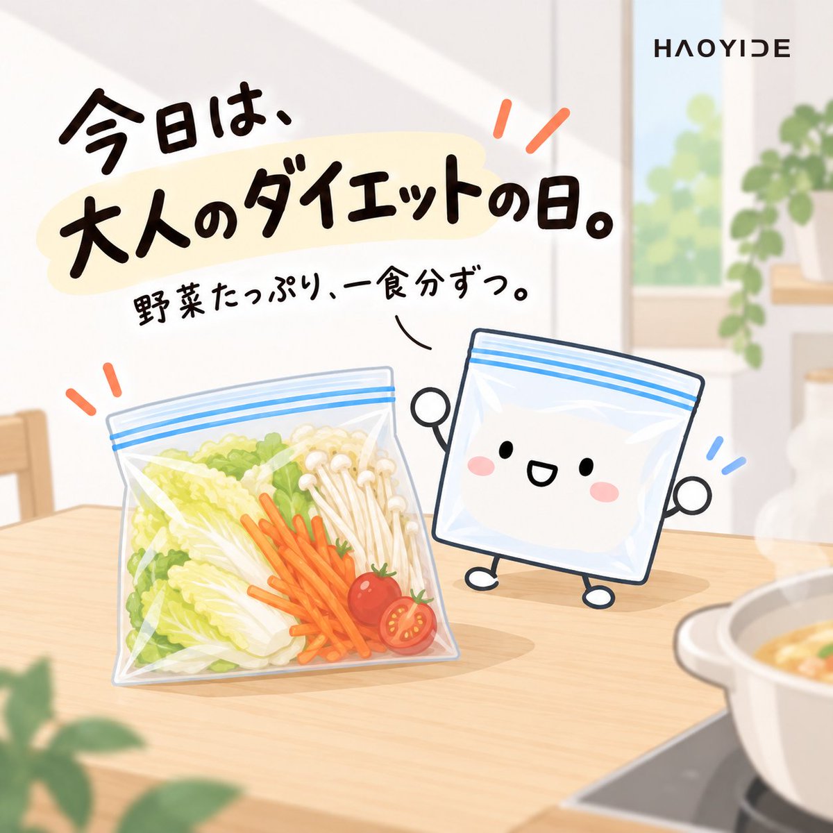 HAOYIDE_jp's tweet photo. おはピタ〜(ﾉ´ヮ`)ﾉ*:･ﾟ✧
今日は #大人のダイエットの日🥬

野菜たっぷり、一食分ずつ。
あらかじめ分けておくと、
毎日のごはん作りもちょっとラクに( ˶'ᵕ'˶ )
無理せず、少しずつ整えていきたいですね。
#HAOYIDE #ピタくん https://t.co/Ckorw8tZ9i