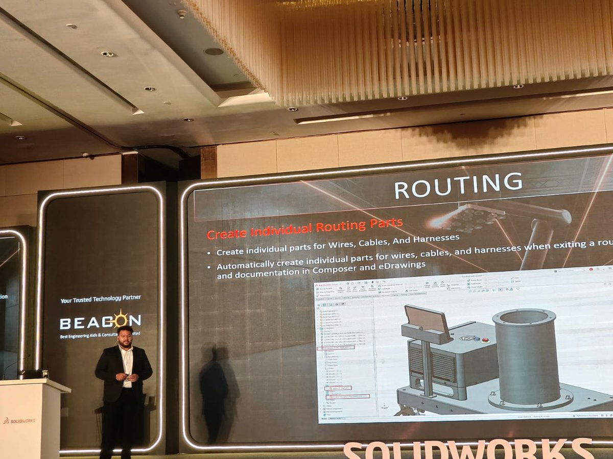 BEACONIndia_3D's tweet photo. Small details. Big time savings. Karthik M D, Senior Application Engineer at BEACON, showcases practical SOLIDWORKS 2027 improvements from routing and coverings to missing references and smoother workflows.
@SOLIDWORKS @Dassault3DS
#SOLIDWORKS2027 #SWID2026 #BEACONIndia https://t.co/Z5rsYVnzUs