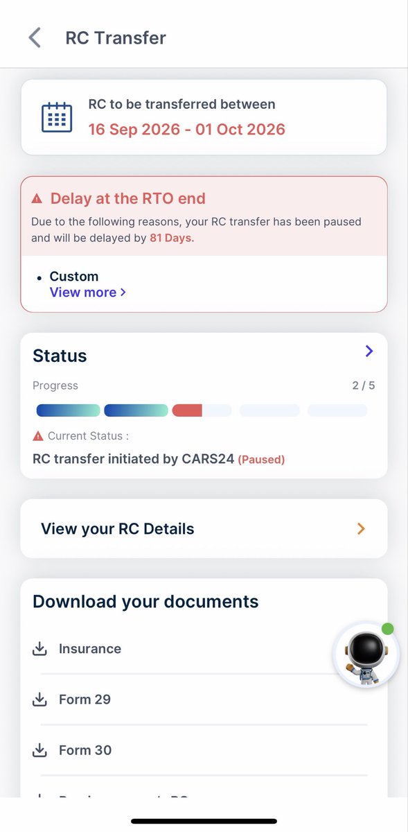 VijeetJoseph's tweet photo. @cars24india My RC transfer has faced repeated delays. Your app now shows it is paused and delayed by 81 days. I requested a callback but received none, and your representative has not responded. I paid CARS24 extra specifically for this service. When will I get my RC? https://t.co/7iaOCw38z8