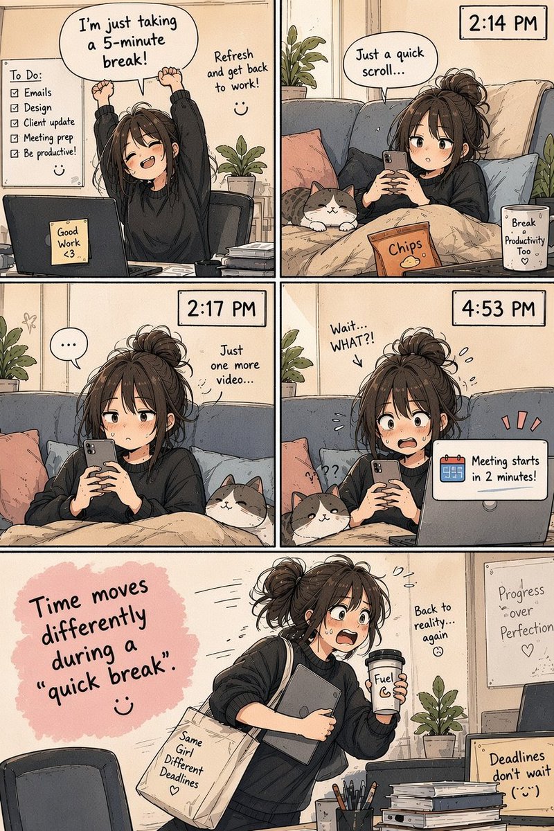 NuriaAlfaro5's tweet photo. That just 5 minutes break that somehow ends with a meeting starting in 2 minutes and pure panic π
#RelatableAF #ProcrastinationNation #QuickBreakGoneWrong #WorkFromHomeLife https://t.co/5lvWtYVlq3